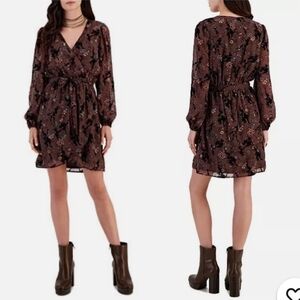 Kit + Sky Juniors Brown Floral Wrap Dress